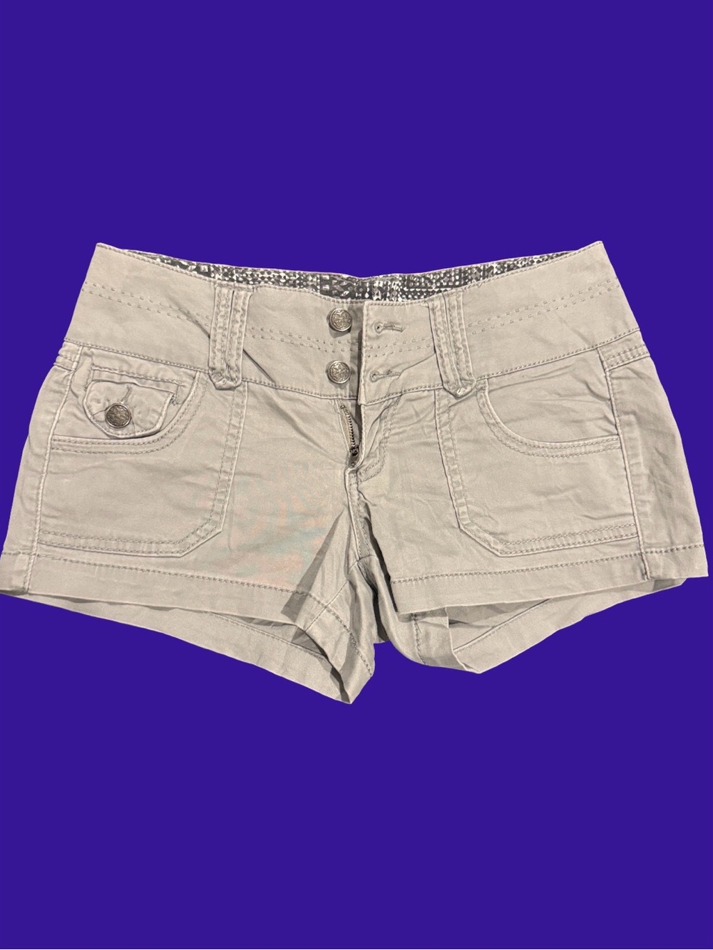 Kismet Grey Low-Rise Jean Shorts